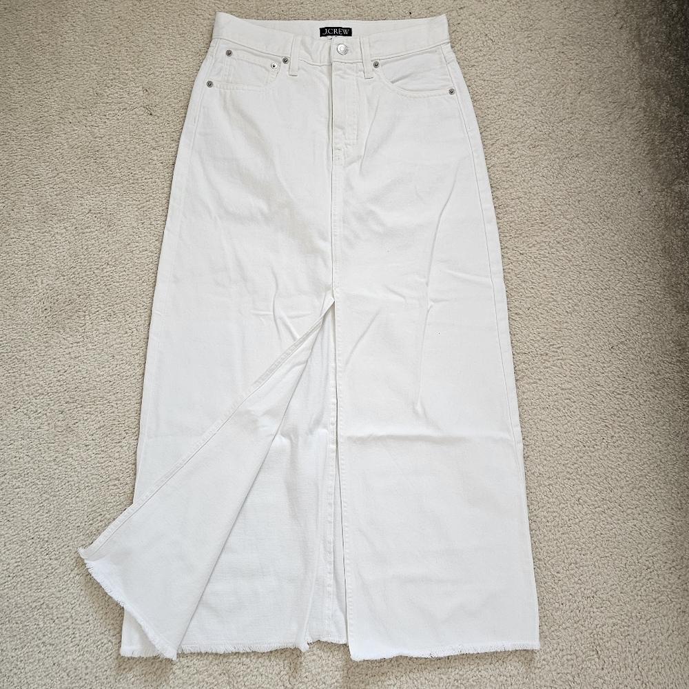 J. Crew White Denim Long Maxi Skirt NWOT - Picture 6 of 8